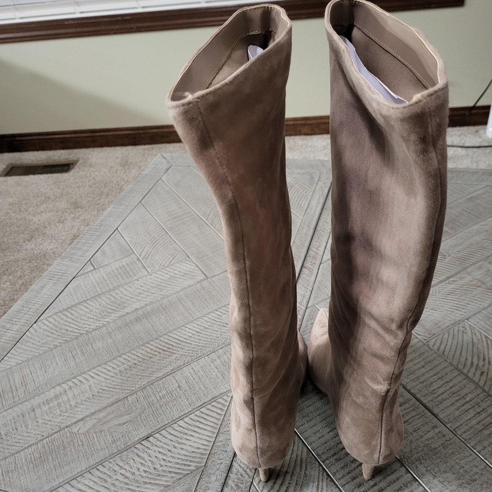 Steve Madden Lavan Women's 9.5 M Boots Taupe Suede Kitten Heels - Picture 5 of 11